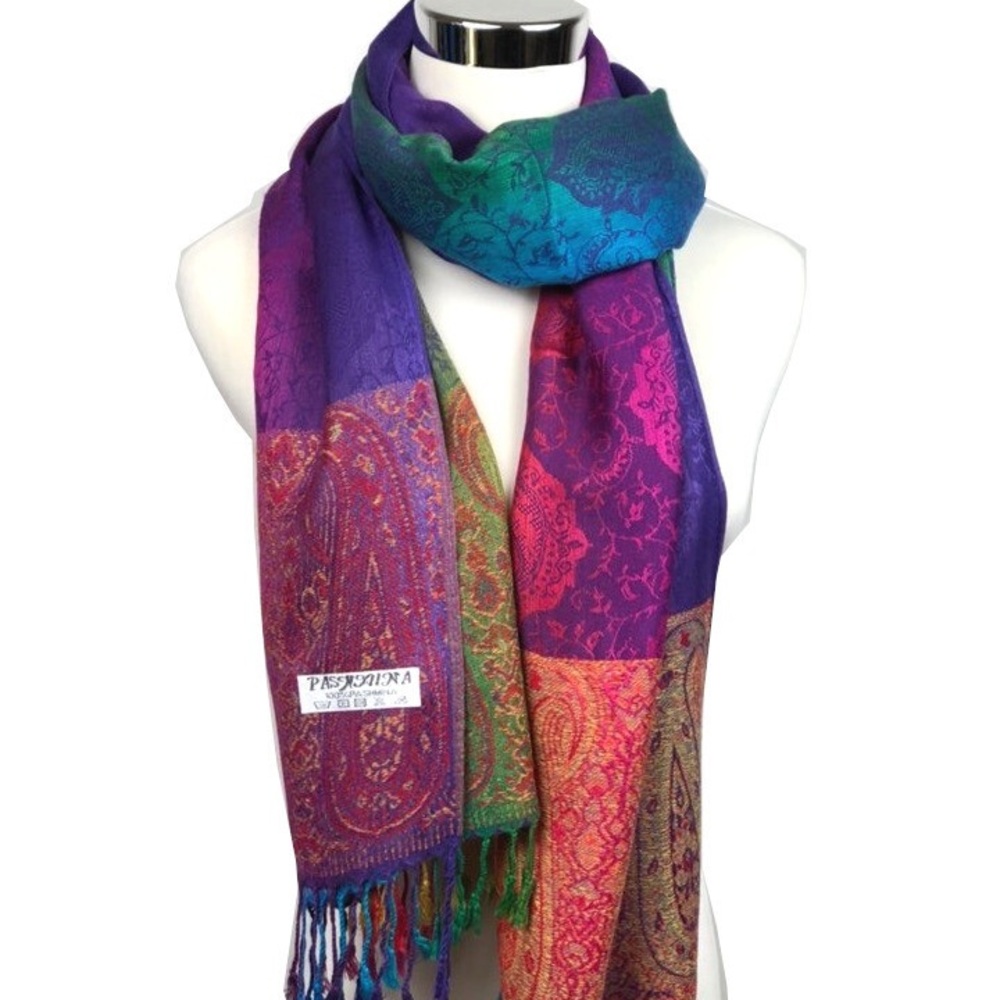 Pashmina Multicolor Patterned Scarf - Picture 3 of 5